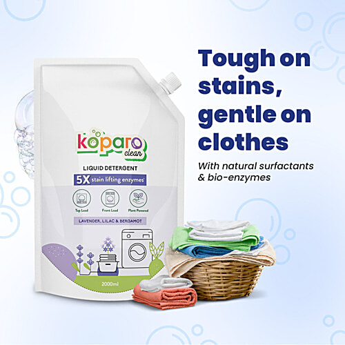 Koparo Clean Liquid Detergent - Lavender, Lilac & Bergamot Fragrance, 2 L  Top Load & Front Load Machine, Plant Powered