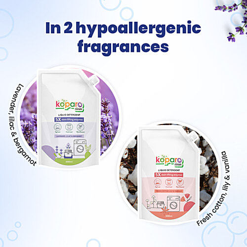 Koparo Clean Liquid Detergent - Lavender, Lilac & Bergamot Fragrance, 2 L  Top Load & Front Load Machine, Plant Powered
