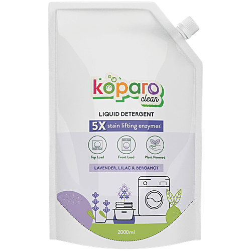 Koparo Clean Liquid Detergent - Lavender, Lilac & Bergamot Fragrance, 2 L  Top Load & Front Load Machine, Plant Powered