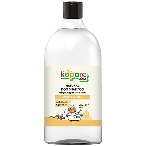 Koparo Clean Dog Shampoo - Honey & Vanilla, Promotes Skin Health, Safe For Puppies Over 6 Weeks, 300 ml
