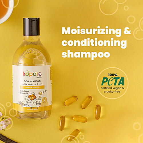 Koparo Clean Dog Shampoo - Honey & Vanilla, Promotes Skin Health, Safe For Puppies Over 6 Weeks, 300 ml