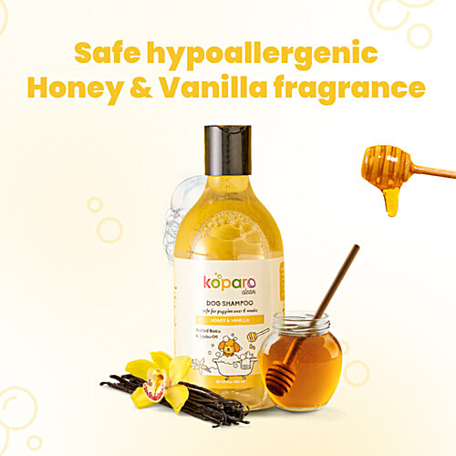Koparo Clean Dog Shampoo - Honey & Vanilla, Promotes Skin Health, Safe For Puppies Over 6 Weeks, 300 ml