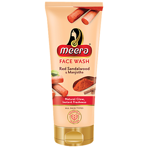 Meera Red Sandalwood & Manjistha Face Wash - For Natural Glow & Instant Freshness, All Skin Types, 50 g