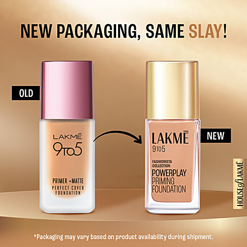 Lakme 9to5 Powerplay Priming Foundation Built in Primer Long-Lasting SPF 20 Warm Wood, 25 ml W230 Warm Wood 