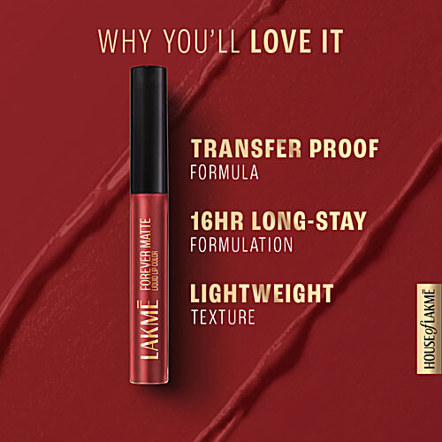 Lakme Forever Matte Liquid Lipstick - 16 Hour Long Stay, Lightweight & Transfer Proof, 5.6 ml 34 Brown Sheer
