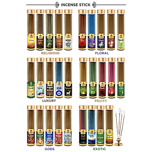 The Aroma Factory Incense Sticks/Agarbatti - Luxury Kasturi, 0% Charcoal, Aromatic, 100 g Bottle