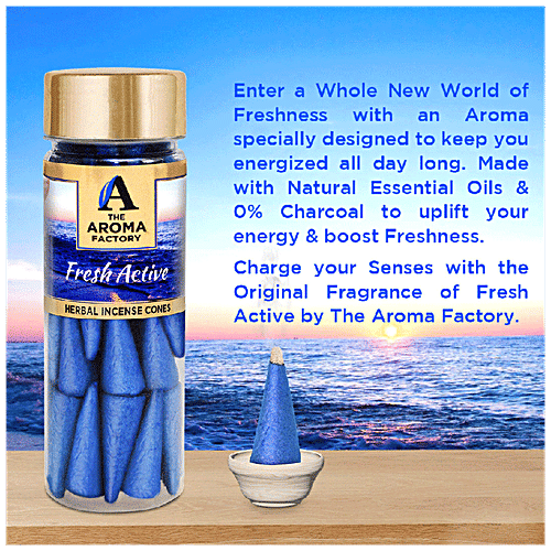 The Aroma Factory Herbal Incense/Dhoop Cones - Green Apple, Pineapple, Fresh Active, White Sage & Kasturi, 30 pcs (Pack of 5) 