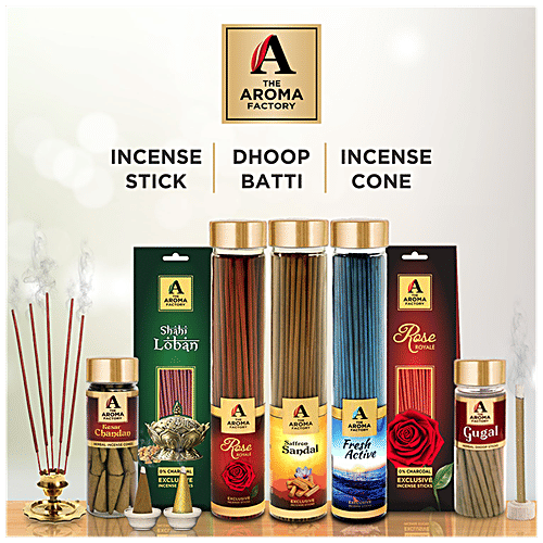 The Aroma Factory Herbal Incense/Dhoop Cones - Green Apple, Pineapple, Fresh Active, White Sage & Kasturi, 30 pcs (Pack of 5) 