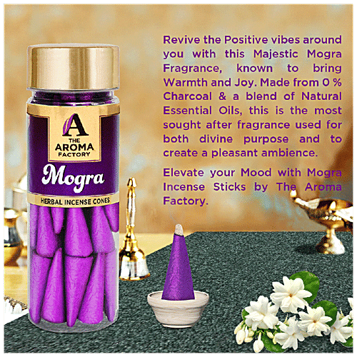 The Aroma Factory Herbal Incense/Dhoop Cones - Rose, Lavender, Mogra, Kesar Chandan & Fresh Active, 30 pcs (Pack of 5) 