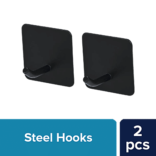bb home Stainless Steel Spray Square Adhesive Hook Set - Strong Grip, Max. Load 2.0 kg, 2 pcs  