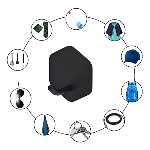 bb home Stainless Steel Spray Hexagon Adhesive Hook Set - Strong Grip, Max. Load 2.0 kg, 2 pcs  