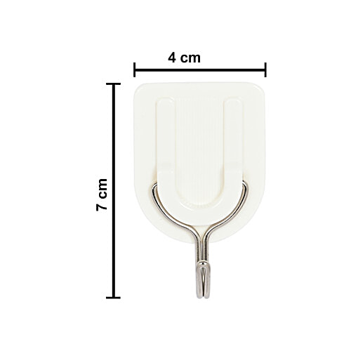 bb home Plastic & Stainless Steel Classic Adhesive Hook Set - Strong Grip, Max. Load 2.0 kg, Medium, 3 pcs  