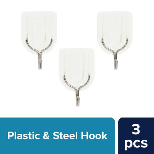 Buy BB Home Plastic & Stainless Steel Classic Adhesive Hook Set