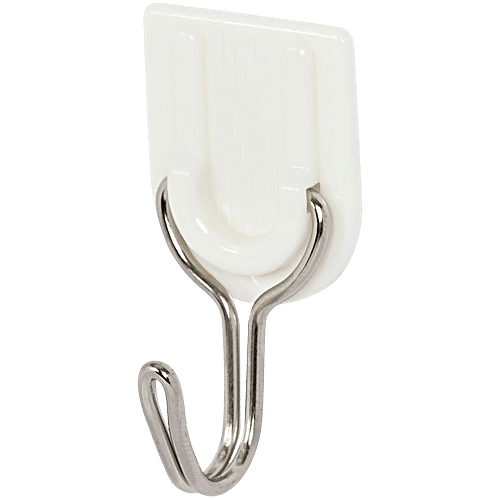 bb home Plastic & Stainless Steel Classic Adhesive Hook Set - Strong Grip, Max. Load 1.0 kg, Small, 6 pcs  