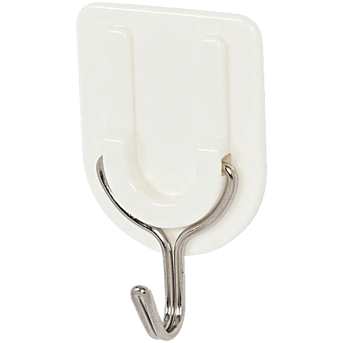 bb home Plastic & Stainless Steel Classic Adhesive Hook Set - Strong Grip, Max. Load 2.0/1.0 kg, Medium & Small, 5 pcs  