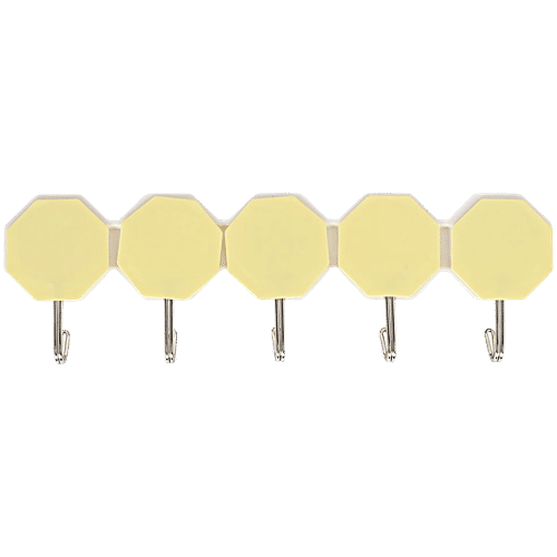 bb home Plastic & Stainless Steel Hexagon Adhesive Hook Set - Strong Grip, Max. Load 3.0 kg, 5 pcs  