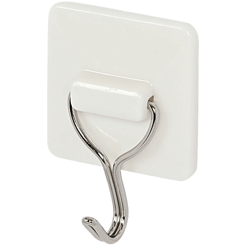 bb home Plastic & Stainless Steel Square Adhesive Hook Set - Strong Grip, Max. Load 2.0 kg, 3 pcs  