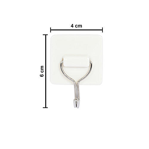 bb home Plastic & Stainless Steel Square Adhesive Hook Set - Strong Grip, Max. Load 2.0 kg, 3 pcs  