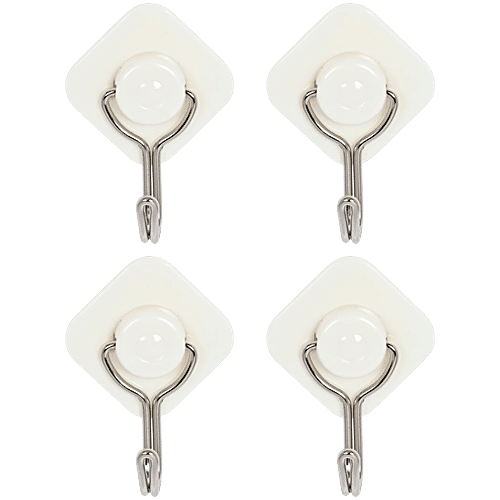 bb home Plastic & Stainless Steel Diamond Adhesive Hook Set - Strong Grip, Max. Load 0.5 kg, 4 pcs  