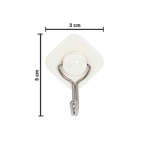 bb home Plastic & Stainless Steel Diamond Adhesive Hook Set - Strong Grip, Max. Load 0.5 kg, 4 pcs  