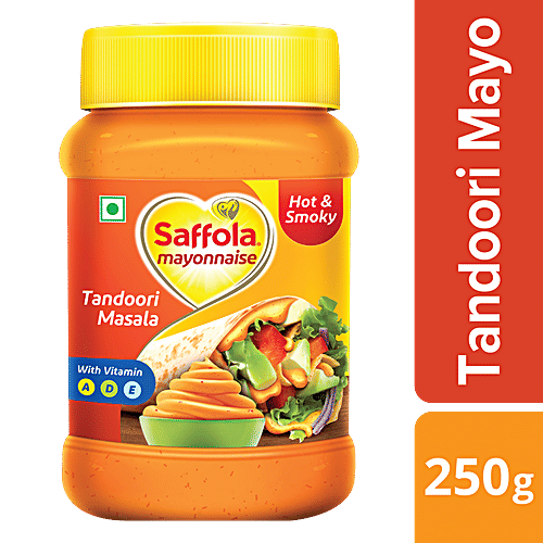 Saffola Mayonnaise - Tandoori Masala, Hot & Smoky flavour, Eggless, 250 g  