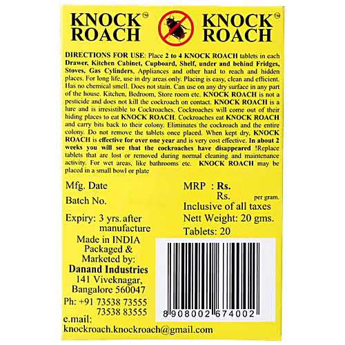 Buy Knock roach Knock Roach Repellent Tablet Safe, Simple & Effective