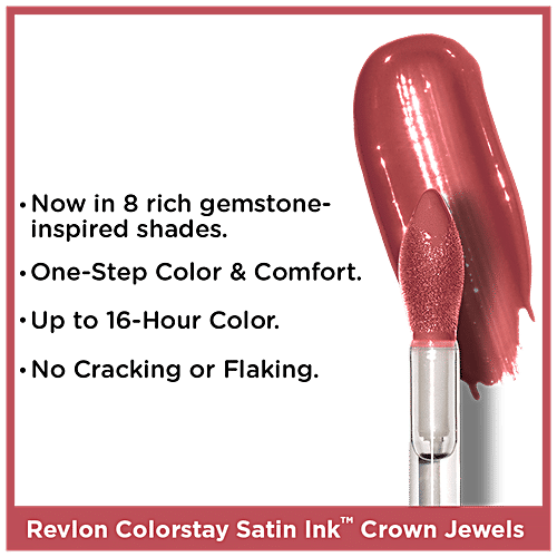 Revlon ColorStay Satin Ink Crown Jewels Liquid Lipstick - Longlasting, Waterproof, Moisturising, 5 ml 037 Majestic Rose