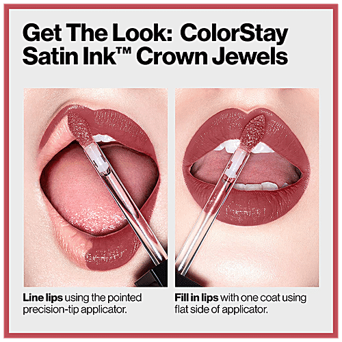 Revlon ColorStay Satin Ink Crown Jewels Liquid Lipstick - Longlasting, Waterproof, Moisturising, 5 ml 037 Majestic Rose