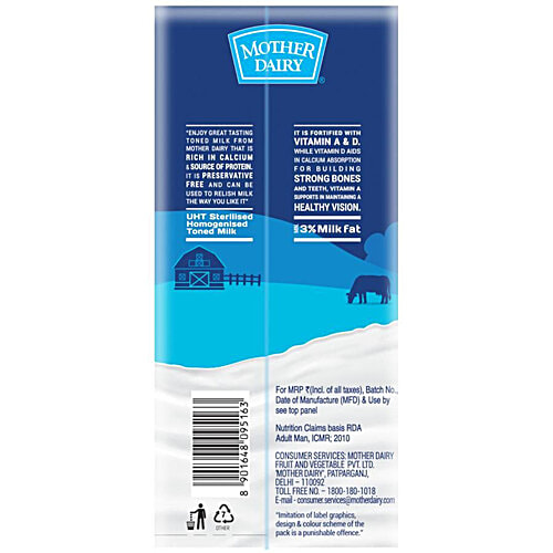 Buy Mother Dairy Toned Milk UHT Sterilised & Homogenized Online at