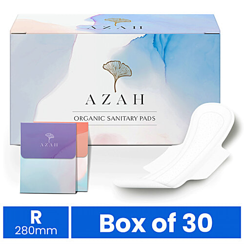 Azah Rash-Free Organic Sanitary Pads - All Regular, With Disposable Bags, 30 pcs  