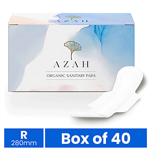 Azah Rash-Free Organic Sanitary Pads - All Regular, Without Disposable Bags, 40 pcs  