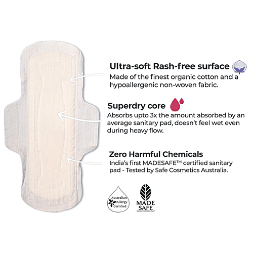 Azah Rash-Free Organic Sanitary Pads - All XL, Without Disposable Bags, 40 pcs