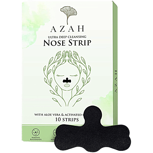 Azah Ultra Deep Cleansing Nose Strips For Blackhead Removal - With Aloe Vera & Activated Charcoal, 10 pcs  Unclog Pores, Removes Whiteheads, Excess Oil & Dirt