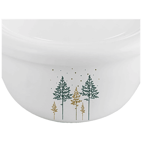 Cello Mixing Bowl Set - With Premium Lid, Opalware, Royal Pine, White, Lightweight, 500 ml (Set of 2) 