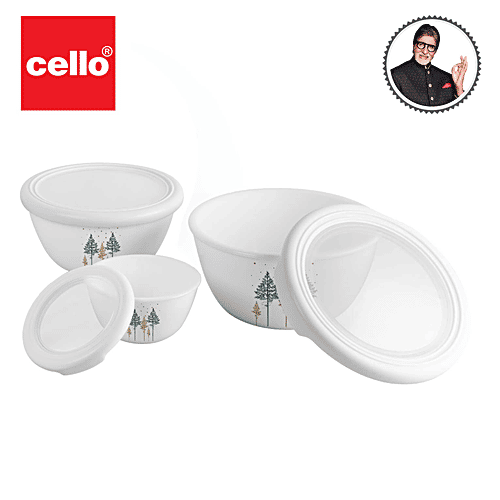 Buy Cello Mixing Bowl Set With Premium Lid, Opalware, Royal Pine