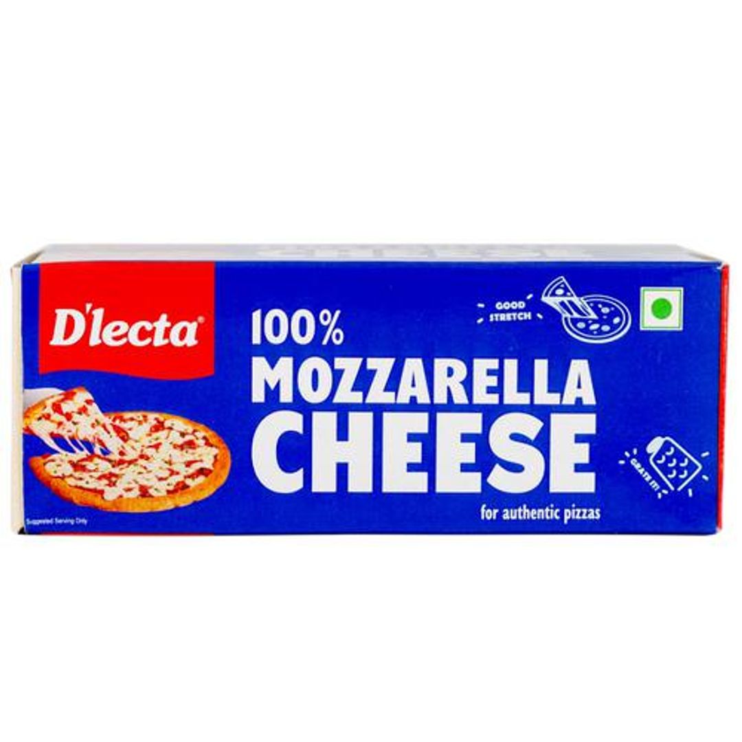 D'Lecta 100% Mozzarella Cheese Block For Authentic Pizzas - Good Stretch, 200 g 