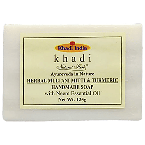 Khadi Natural Herbs Herbal Soap - Multani Mitti & Turmeric, Handmade, Refreshing, Cleansing, 125 g  