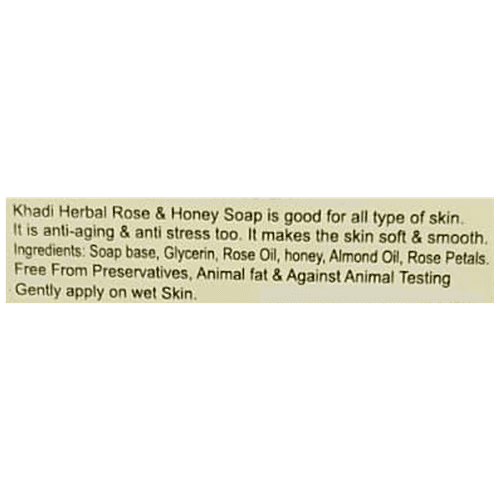 Khadi Natural Herbs Herbal Soap - Rose & Honey, Handmade, Glycerine & Essential Oil, Refreshing, Cleansing, 125 g