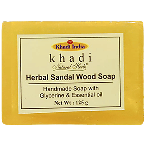 Khadi Natural Herbs Herbal Soap - Sandal Wood, Handmade, Glycerine & Essential Oil, Refreshing, Cleansing, 125 g