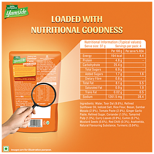 Tata Sampann Yumside Thanjavur Style Sambar Paste - Ready To Cook, Serves 4, 150 g  