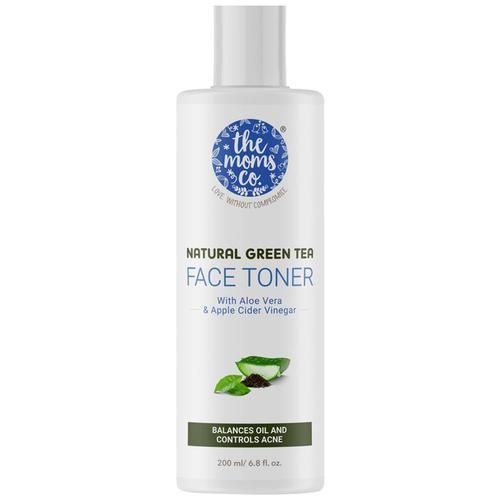 The Moms Co Natural Green Tea Face Toner - Balances Oil, Controls Sebum, Fights Acne & Tightens Pores, 200 ml  