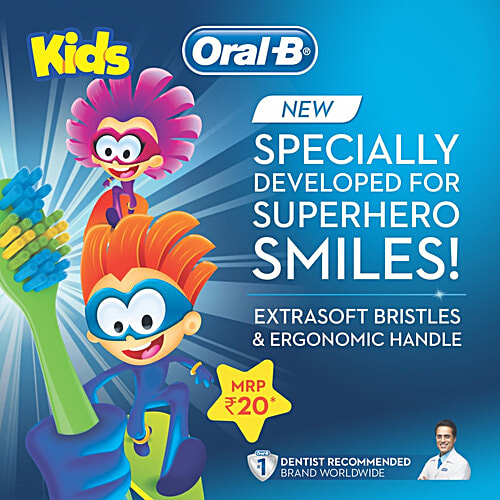 Oral-B Kids Toothbrush - Super Stars, Extra Soft Bristles, Easy To Hold Handle, 2+ Years, 3 pcs  