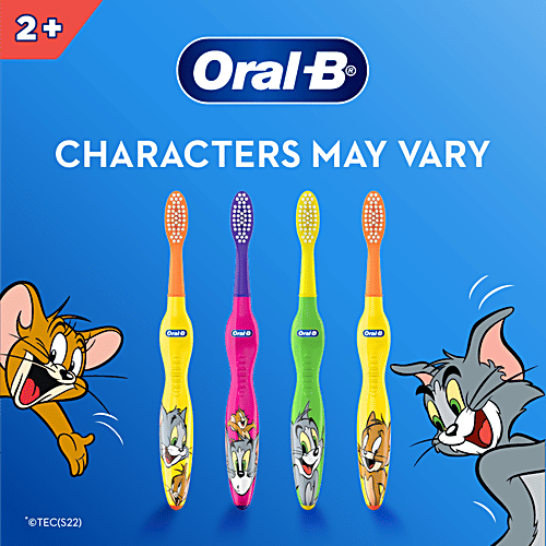 Oral-B Kids Toothbrush - Tom & Jerry, Extra Soft Bristles, Easy To Hold Handle, 2+ Years, 2 pcs  