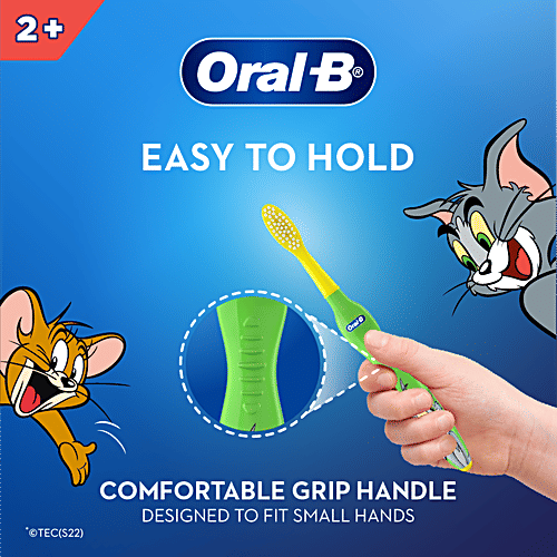 Oral-B Kids Toothbrush - Tom & Jerry, Extra Soft Bristles, Easy To Hold Handle, 2+ Years, 2 pcs  