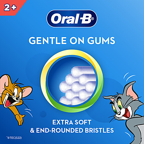 Oral-B Kids Toothbrush - Tom & Jerry, Extra Soft Bristles, Easy To Hold Handle, 2+ Years, 2 pcs  