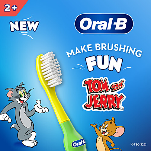 Oral-B Kids Toothbrush - Tom & Jerry, Extra Soft Bristles, Easy To Hold Handle, 2+ Years, 2 pcs  