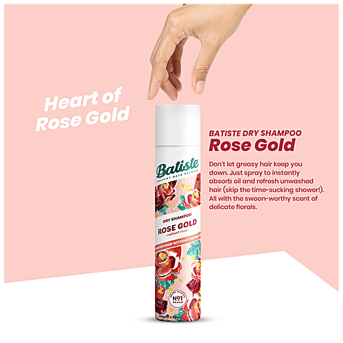 Batiste Dry Shampoo - Radiant Rose Gold, Instant Hair Refresh, 200 ml  