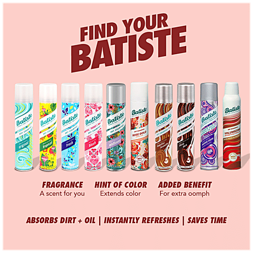 Batiste Dry Shampoo - Radiant Rose Gold, Instant Hair Refresh, 200 ml  
