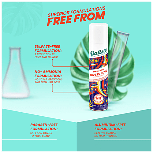 Batiste Dry Shampoo - Love Is Love, Irresistible Peach, Refreshes Hair Without Drying, 200 ml