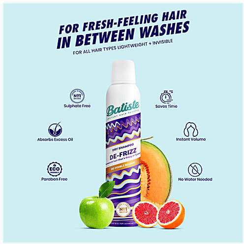 Batiste Dry Shampoo - De Frizz, No Visible Residue, For Smooth Hair, 200 ml  